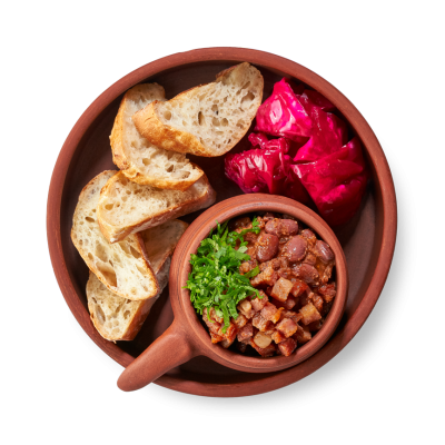 Лобио с куриной ветчиной и капустой по-гурийски 