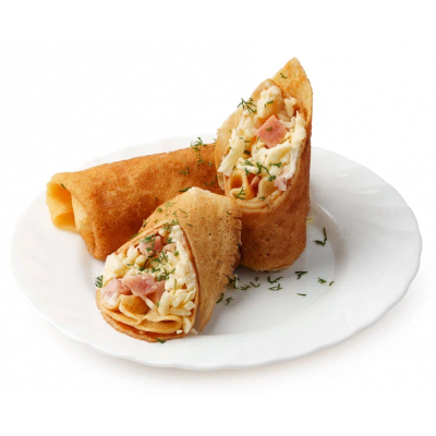 Блины с куриной ветчиной и сыром Блины с куриной ветчиной и сыром
