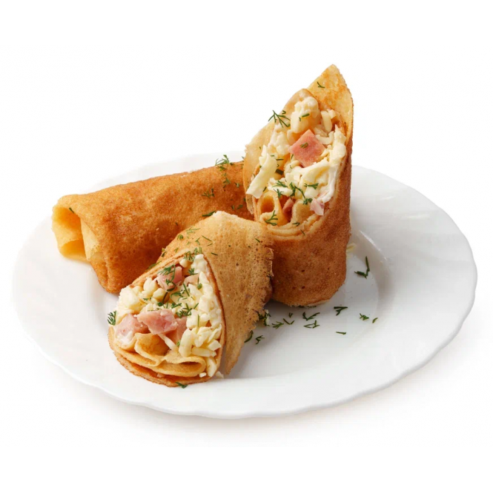 Блины с куриной ветчиной и сыром Блины с куриной ветчиной и сыром