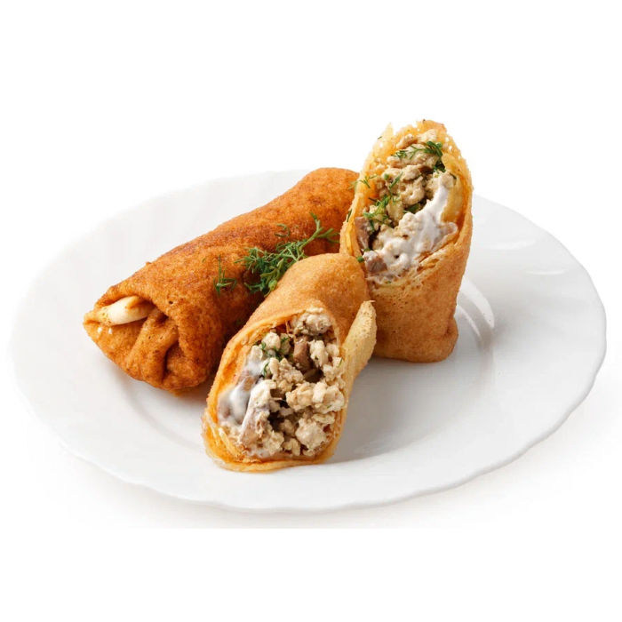 Блины с курицей и грибами